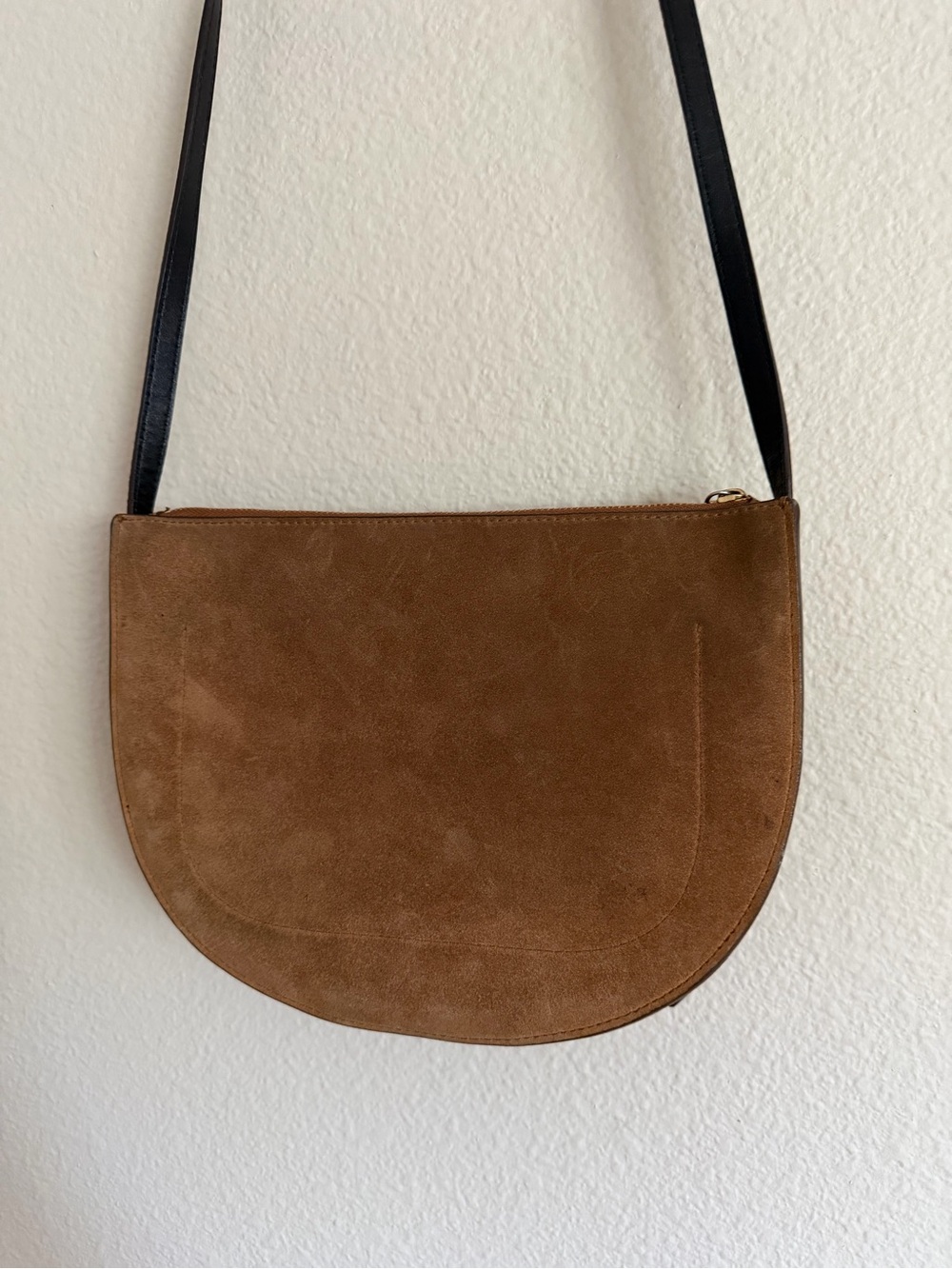 Tory Burch Piper Suede Saddle Bag Crossbody Brown - Picture 4 of 12